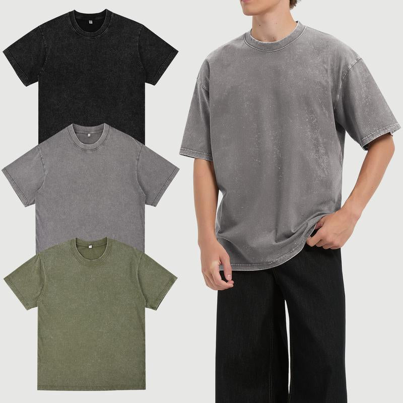 VILIGO 3 Pack Unisex Acid Wash T-Shirt Tops Y2K Loose Fit 