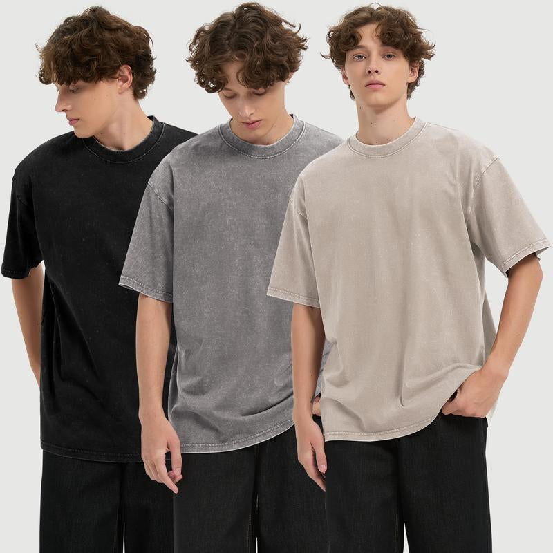 VILIGO 3 Pack Unisex Acid Wash T-Shirt Tops Y2K Loose Fit 