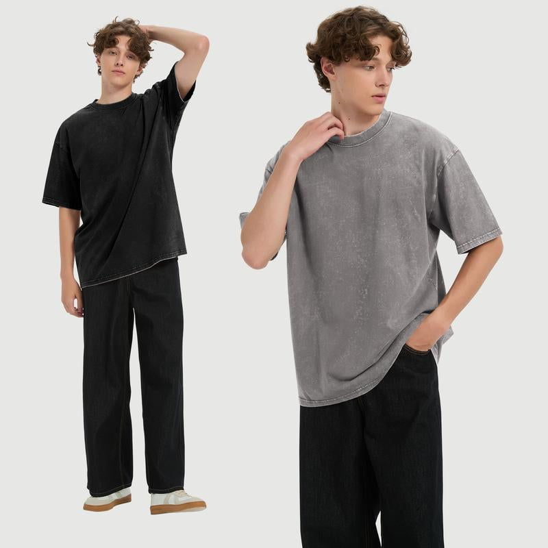 VILIGO 3 Pack Unisex Acid Wash T-Shirt Tops Y2K Loose Fit 