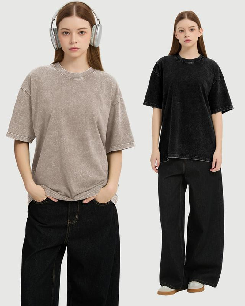 VILIGO 3 Pack Unisex Acid Wash T-Shirt Tops Y2K Loose Fit 