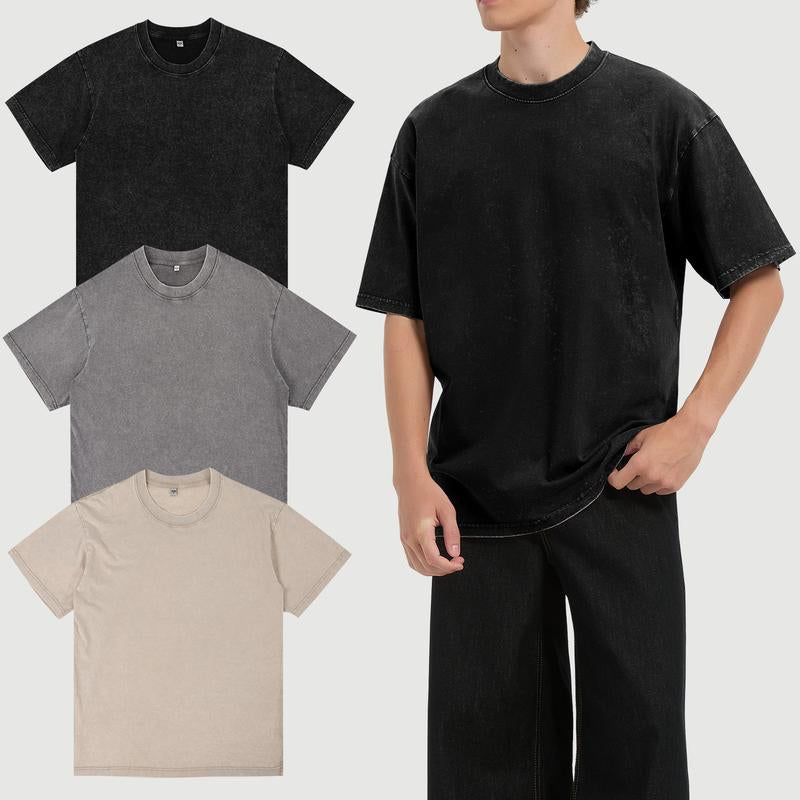 VILIGO 3 Pack Unisex Acid Wash T-Shirt Tops Y2K Loose Fit 