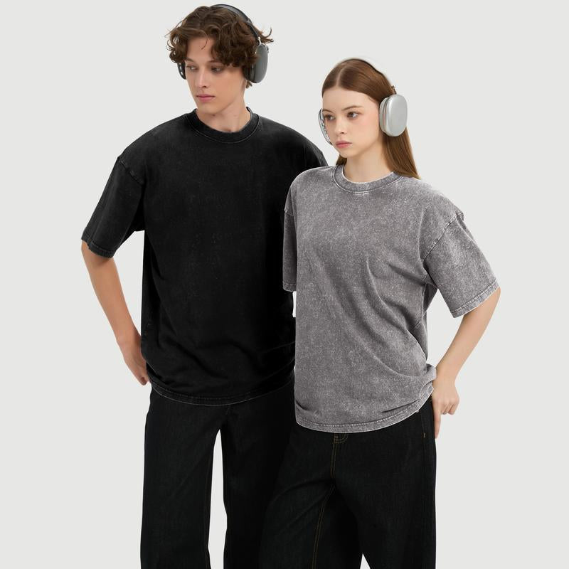 VILIGO 3 Pack Unisex Acid Wash T-Shirt Tops Y2K Loose Fit 