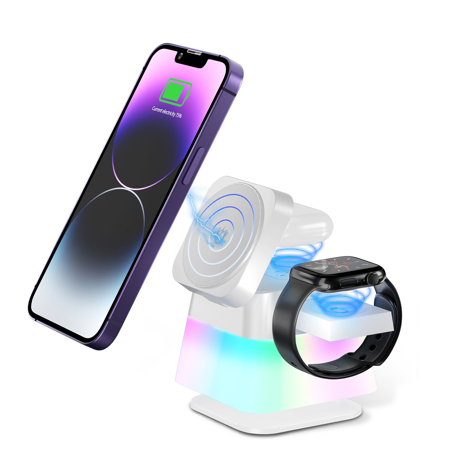 4 in 1 Rotatable Colorful Lighting Wireless Charger Stand
